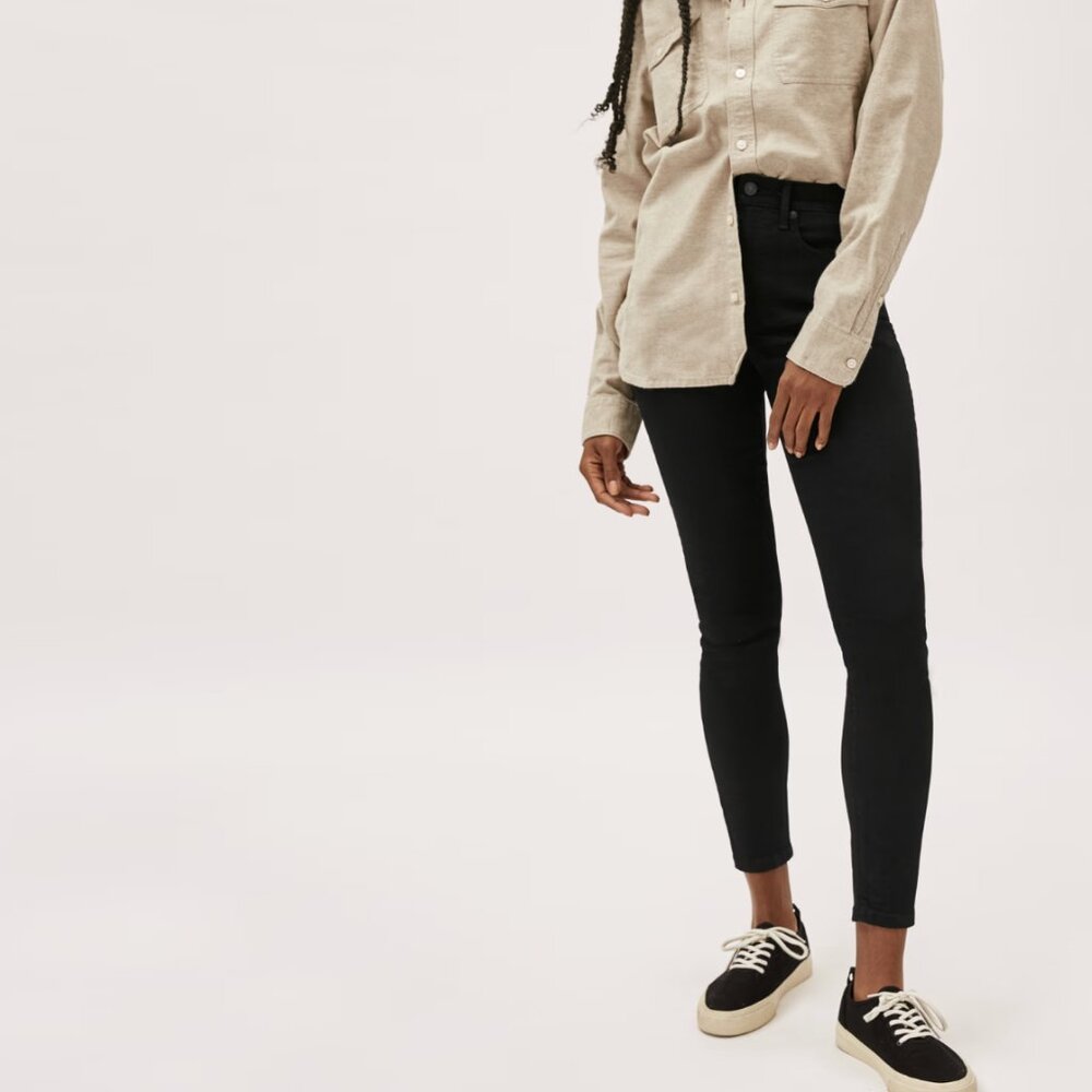 NWT Everlane The High Rise Authentic Stretch Skinny Jean / 27 ankle / black